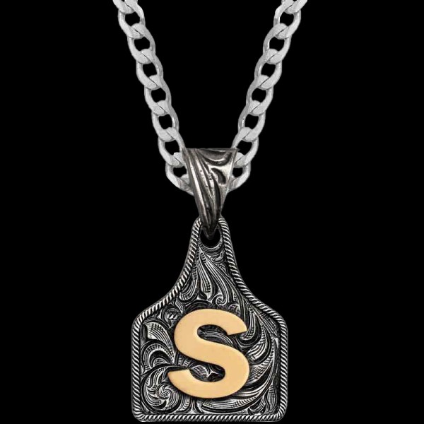 Mini Initial Cow Tag Necklace 